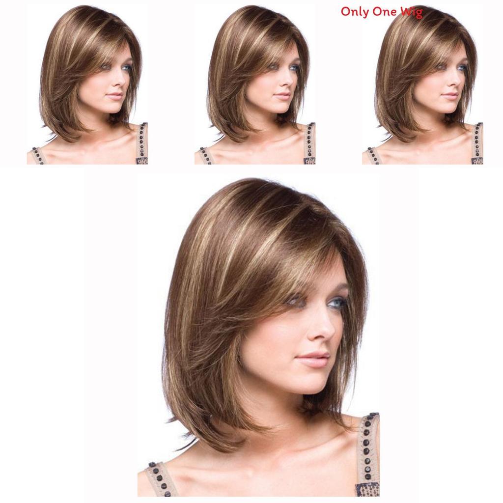 Short Straight Wig With Hightemperature Silk For Womens Face Shaping And Fashion Style