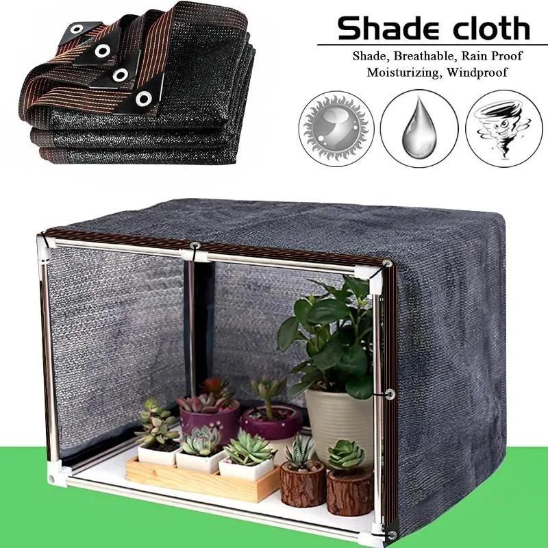 Schwarzes Schattentuch, Sonnenschutznetz, verklebter Rand mit Ösen, Sonnennetz für Pergola-Pflanzen, Gewächshausgärten, Terrassenüberdachung