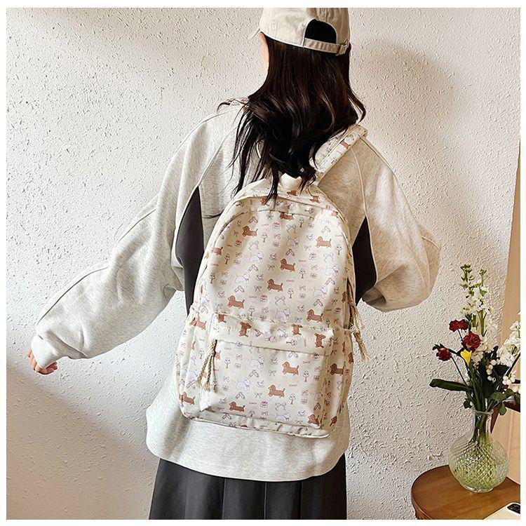 Blumen-Welpen-Rucksack - Niedlicher Schulrucksack mit großer Kapazität für Junior- und Highschool-Schüler