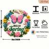 1pc Vintage Rustic Floral Wreath Metal Wall Art, 7.8x7.8 Inch Spring Butterfly & Foliage Aluminum Sign, 2D Flat Round Outdoor Home Decor