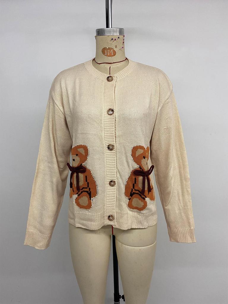 2026 Autumn/Winter Sweet Bear Cardigan Sweater for Women