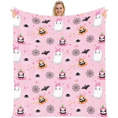 Halloween Throw Blanket Gifts Flannel Blanket for Women Girls Bat Spider Soft Throw Blankets Halloween Spooky Gifts for Home Bed