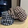 Korean-style vintage plaid beret for women, versatile for spring and autumn, makes the face look smaller, niche cloud-style artist hat
