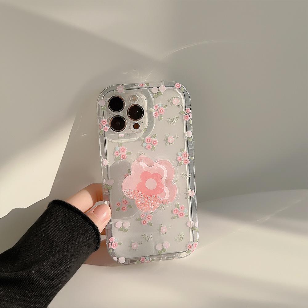 Kreative Treibsand-Blumenständer-Handyhülle für iPhone 13 iPhone 15 iPhone 16 Pro Max