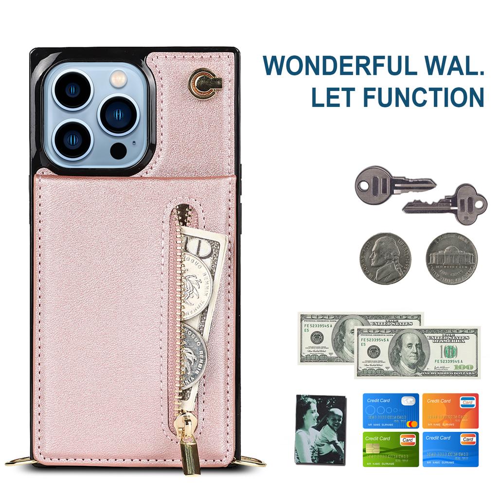CrossBody Lanyard Zipper Wallet Leather Case for iPhone 15 14 Plus 13 12 11 Pro Max XSMax 8 7 P Samsung S24 S23 S22 S21 Ultra Plus S23 S21 FE Note20Ul