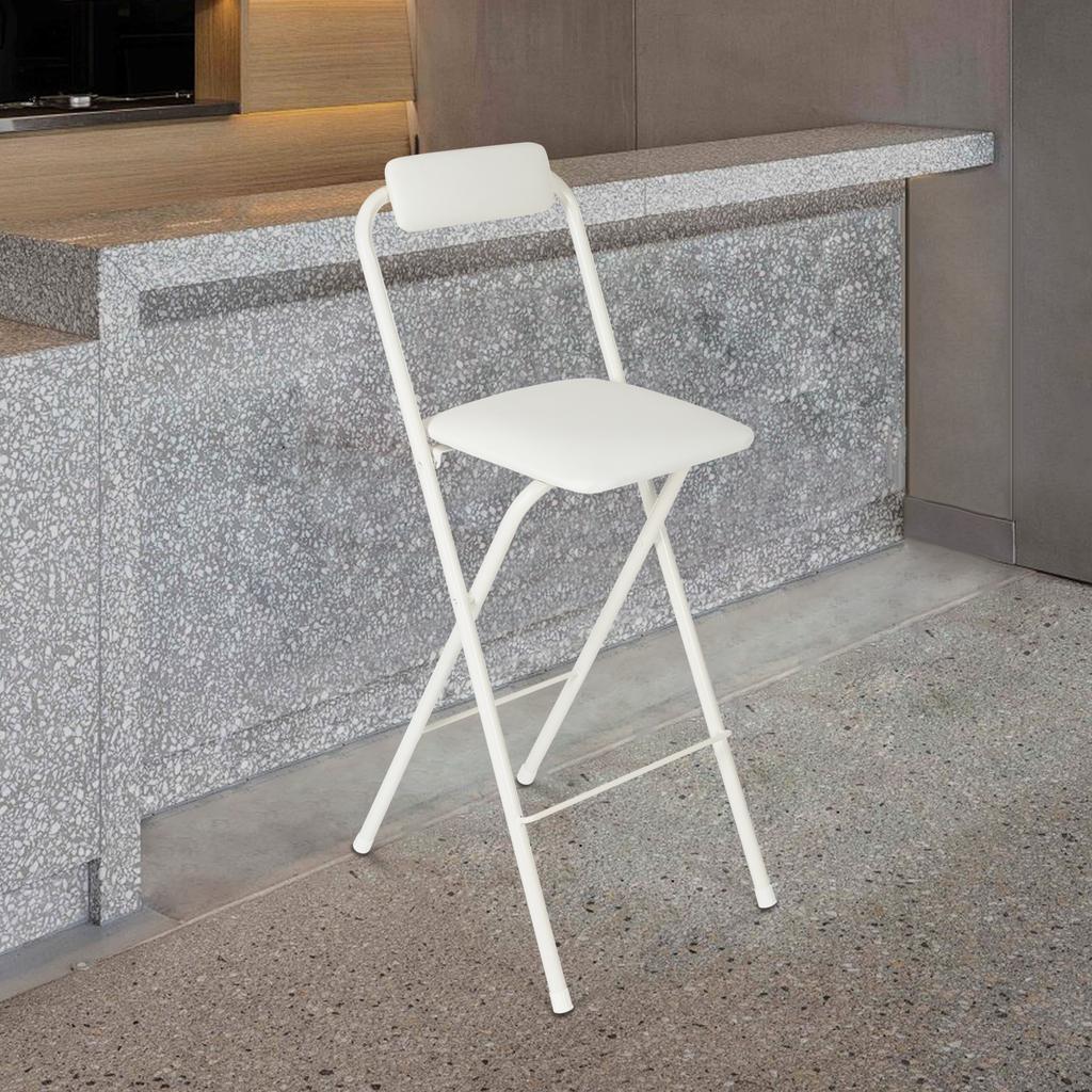 White Portable Folding Chair(70cm Sitting Height,275.58lbs Carrying Capacity), Simple Decorative High Stool For Bar & Restaurant