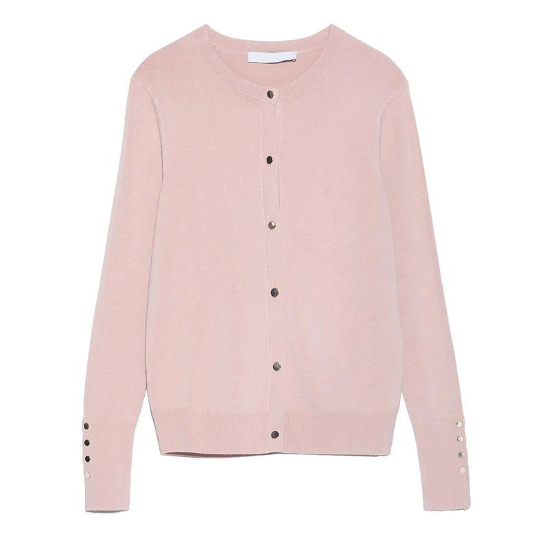 Za Spring New Arrival Women's Sweater Cardigan round Neck Long Sleeves Button Decoration Basic Style Knitting Outwear 5646126