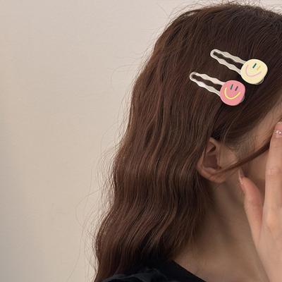 4Pcs Girl Hairpin Smile Face Pattern Stable Clamping Force Smooth Metal Edge Hair Clips Side Bang Hair Accessories