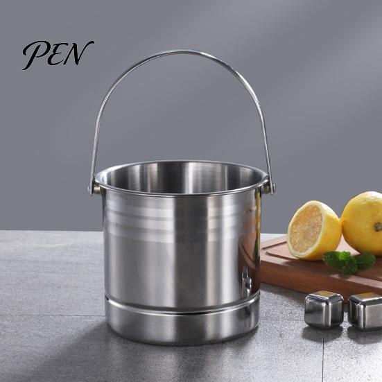 Impact Resistant Ice Cooler Stainless Steel Bucket with Removable Strainer, Bar Wine Champagne Beer Chilling for Red Wine, Portable Snacks Home