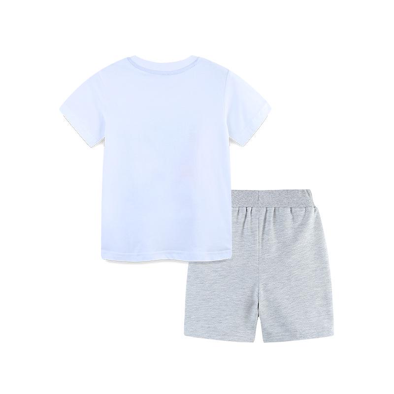 Summer Dinosaur Print Boys' Short Sleeve Set - European & American Style