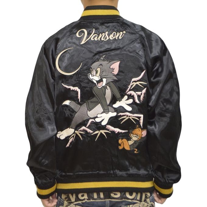 

Tom and Jerry Reversible Sukajan Souvenir Jacket TOM and JERRY Motorcycle Biker Outerwear [Banson] TJV-2407 Men s (XXL) чорний