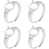 Beebeecraft 1 Box 4Pcs Prong Ring Settings Adjustable 4 Claw Ring Blanks Finger 9.5x8mm Tray Ring Components for Jewellery Making Kit Findings DIY