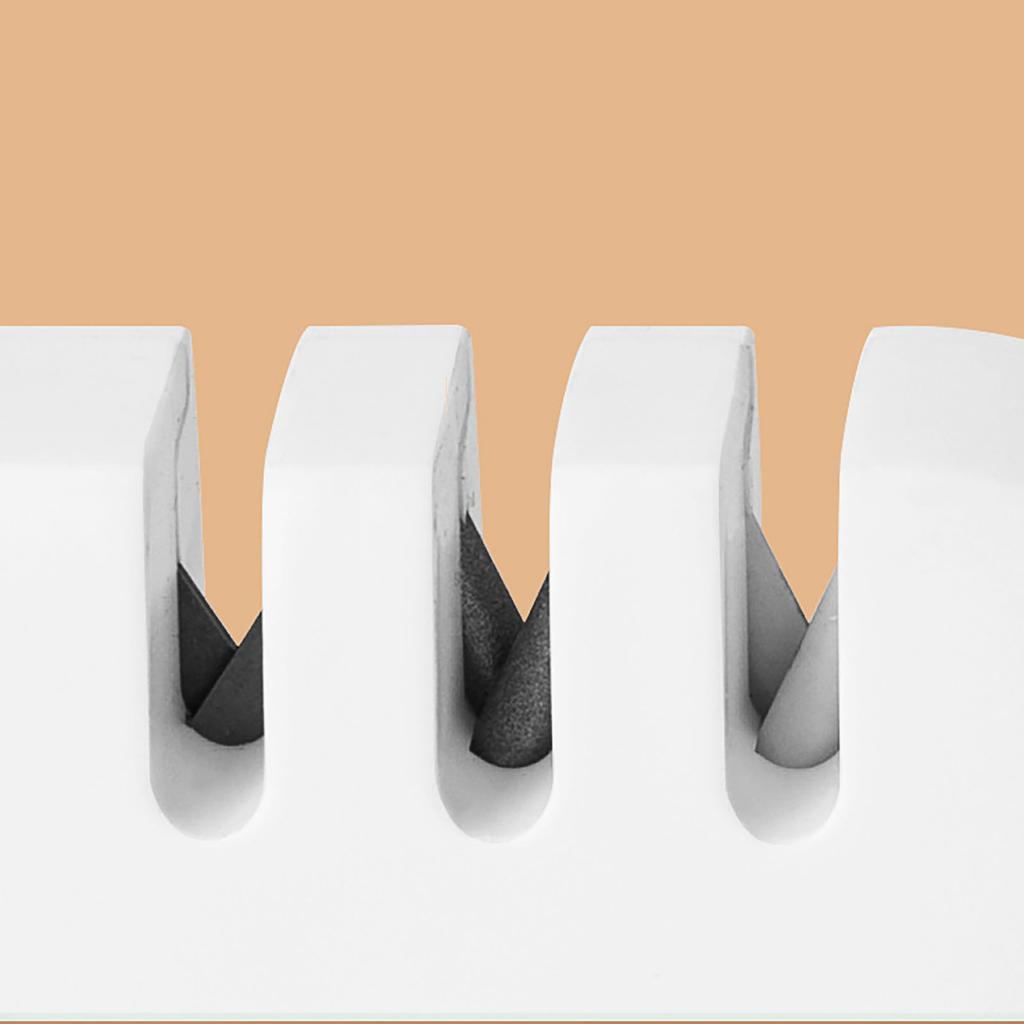 Kitchen Knife Sharpener 4 In 1 Prevent Slip Labor Saving Manual Knife Scissor Sharpening Tool with Hook Band White