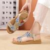 Fashion Women's Platform Sandals Summer Fashion Rhinestone Elastic Band Beach Shoes 2025 Casual Open Toe Flat Shoes Sandalias De Mujer