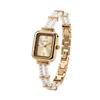 Gedi Women's Pearl Bracelet Quartz Watch - Roman Numerals, Mother-of-Pearl Dial, Double Strand Pearls, Light Luxury Style