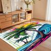 Weicher rutschfester kräftiger tropischer Strand-Teppich mit lebendigem Palmen- und Wellen-Design für Kinderzimmer Schlafzimmer Wohnzimmer Dekoration