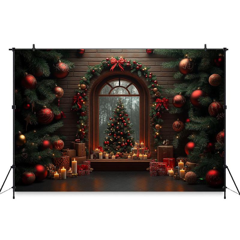 Mocsicka Christmas Tree Backdrop Photography Home Candle Wall Gift Decoration Background Props Studio Wallpaper Banner Photocall