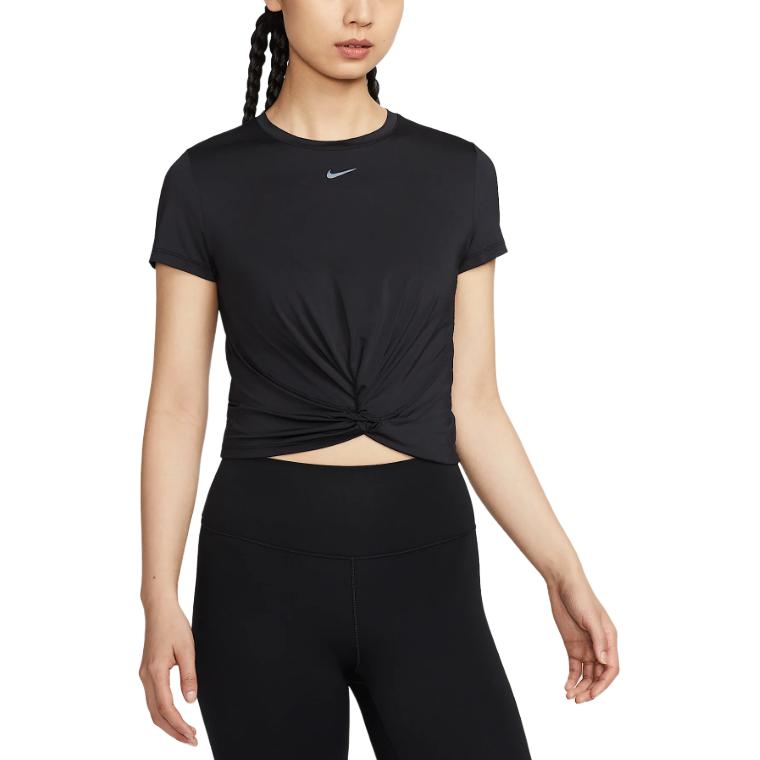 Nike Solid Color Logo Round Neck Slim Fit Short Sleeve T-Shirt Women tops Black HJ1055-010