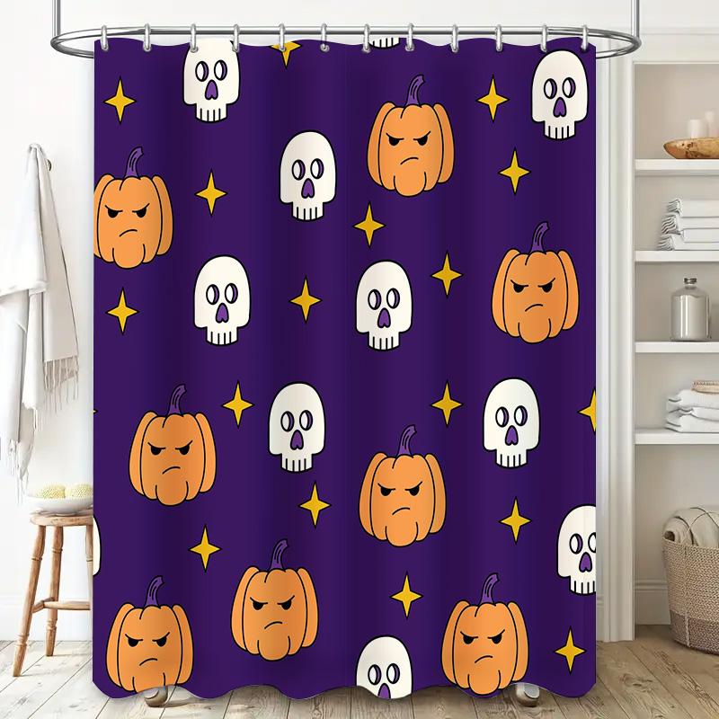 Purple Halloween Shower Curtain with Skulls Pumpkins Festive Decoration for Bathroom Accessories Set Home Decor Buy on AliExpres