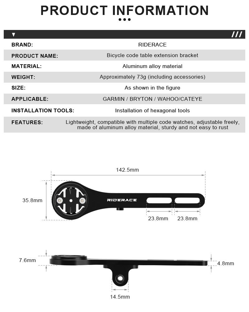 Suporte para câmera de computador de bicicleta RIDERACE Suporte de liga de alumínio para guidão de bicicleta Suporte para ciclismo de estrada e montanha para Garmin