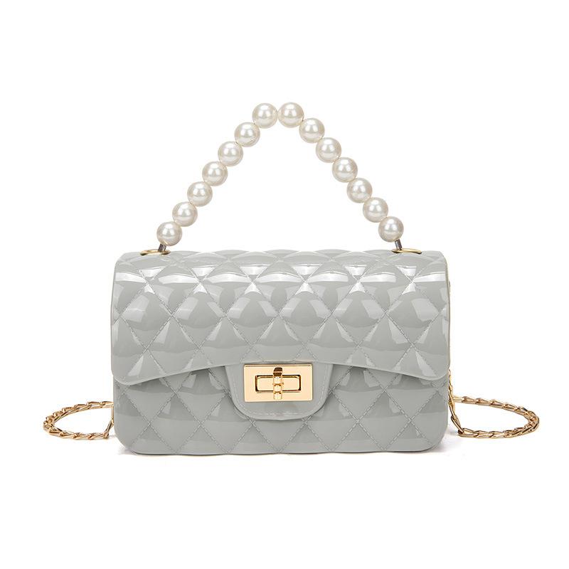 Fashionable Silicone Phone Bag Jelly Pearl Handbag Stylish Chain Messenger Bag Suitable for Women Daily , Work, Outdoor, Travel.