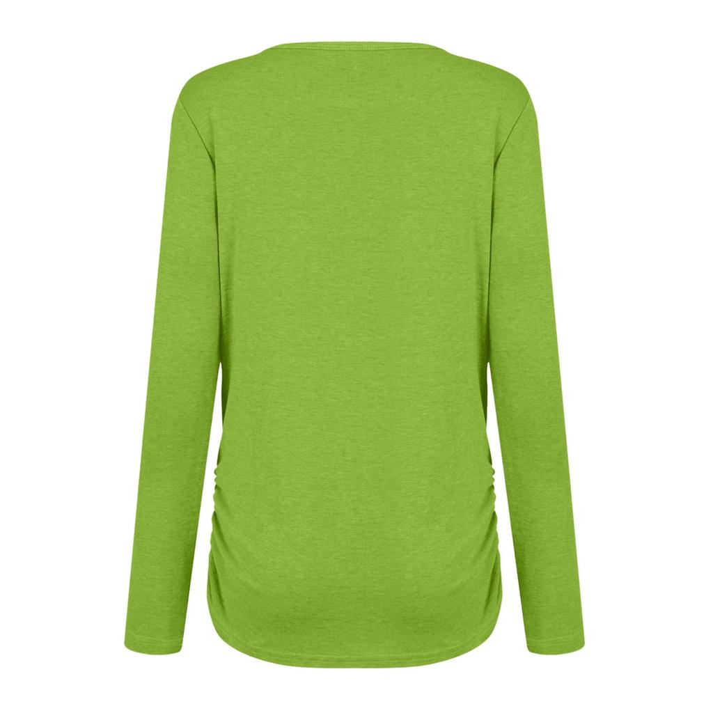 Women's Shirts Christmas Grinchmas Print Long Sleeve Round Neck Basic Tee Top T-shirt
