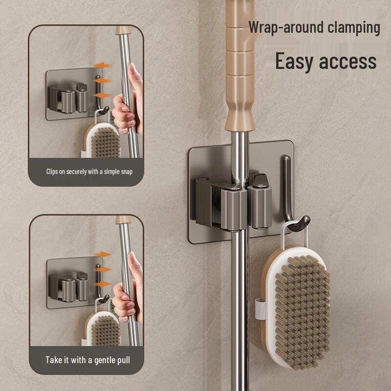 No-Punch Mop and Broom Holder with Hook