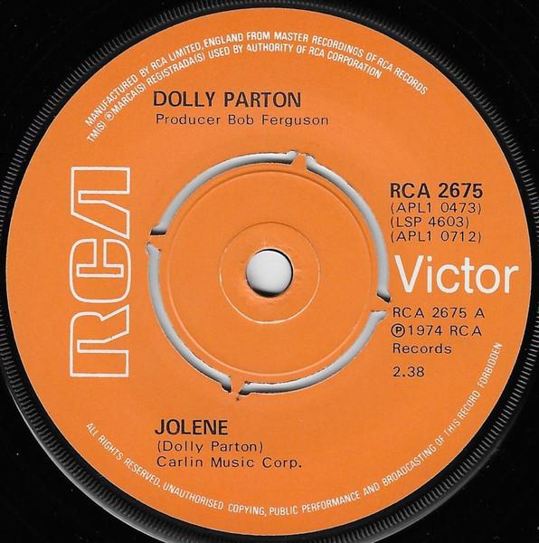 

7inch Record DOLLY PARTON - Jolene RCA2675 RCA Victor 1976 UK Rock Used