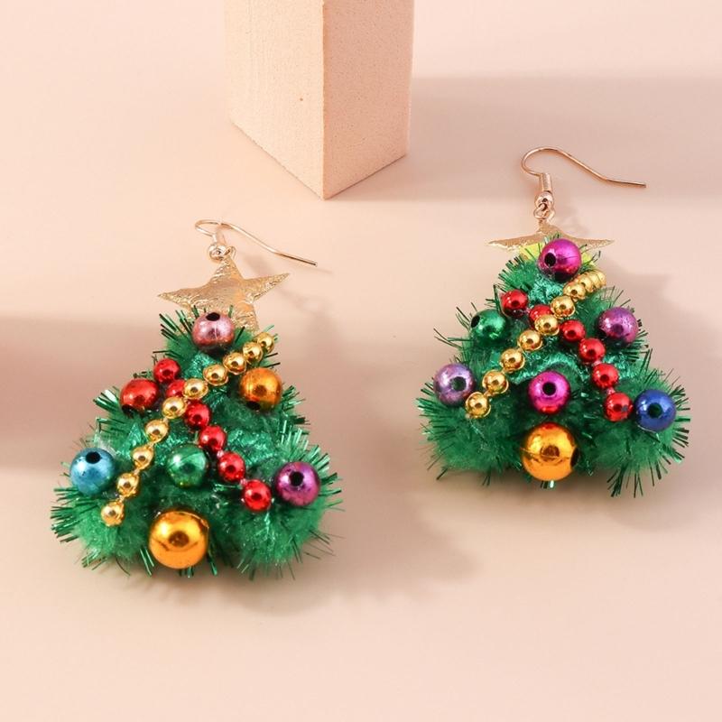 Fashion Christmas Tree Pendant Earrings Unique Charm Dangle Earrings Alloy Jewelry Birthday Gift for Women Girls