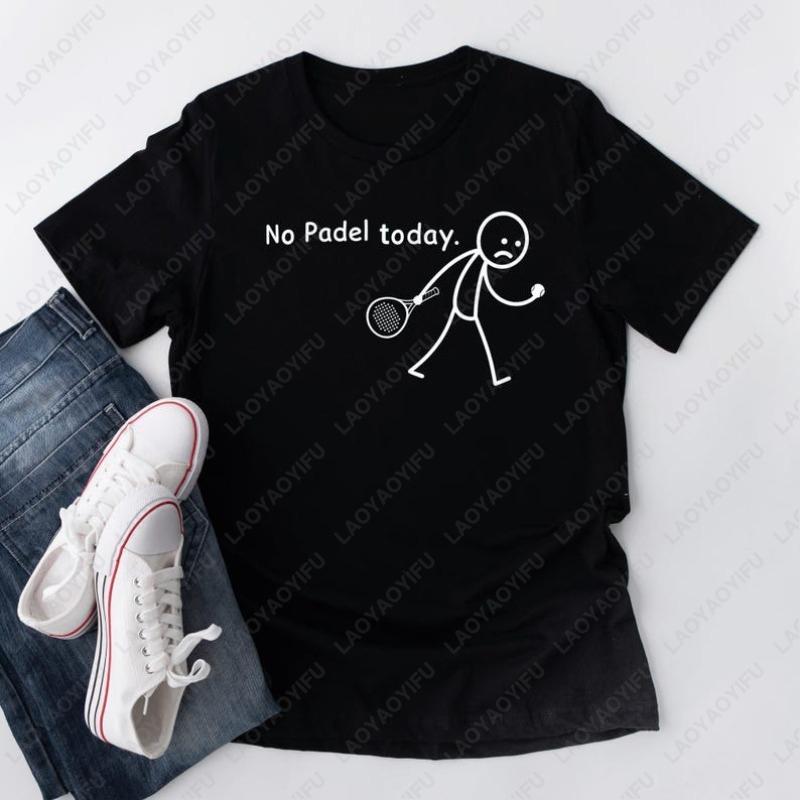 No Padel Today Fun Doodle Style Printed Unisex Cotton TShirt Paddle Tennis Gift for Him Creative Unique Trend Sport Casual Tops