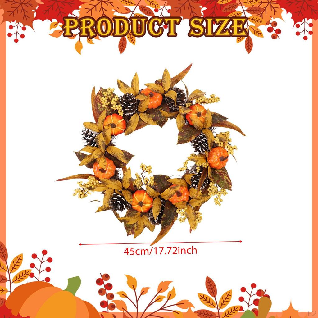 Fall Wreath for Front Door, Autumn Wall Hanging Ornament Decorations, Festival Indoor