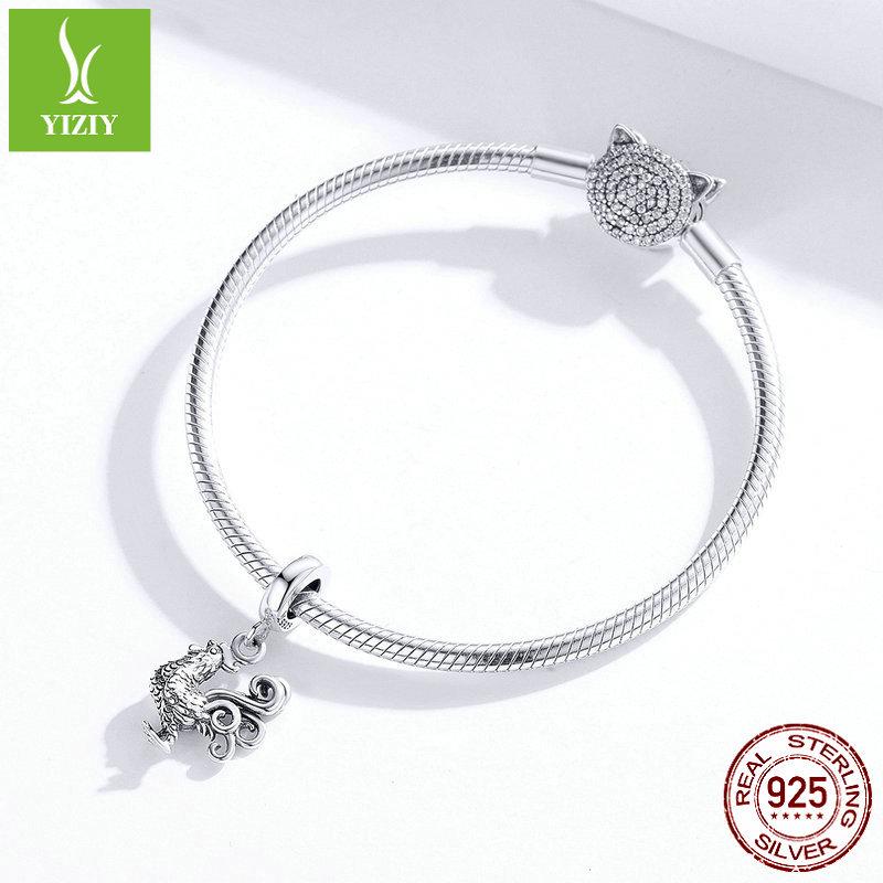 S925 Silver Rooster Pendant for DIY European & American Beaded Bracelets SCC1337