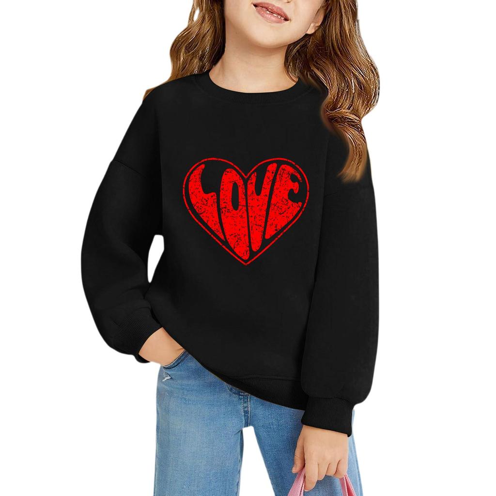 Mädchen Rundhals-Pullover für Kinder Bedruckte Baby-Oberteile Valentinstag