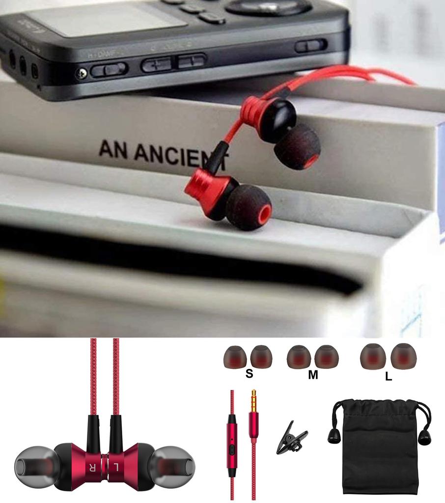 Wired HIFI Sound Noise with Heavy Calls High Clear Stereo Red Earphones, In-ear Type, Earphones, 3.5mm Jack, Quality, Canceling, Microphone, Bass,