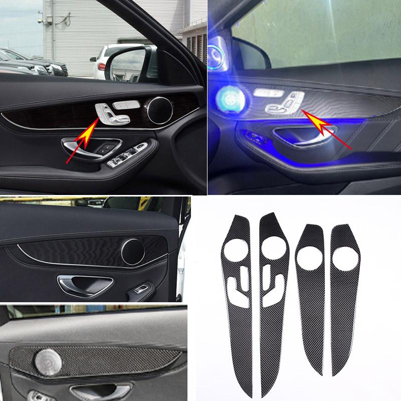 Soft Carbon Fiber For Mercedes Benz C GLC Class W205 2014- Interior Door Decoration Panel Cover Trims Car Accessories