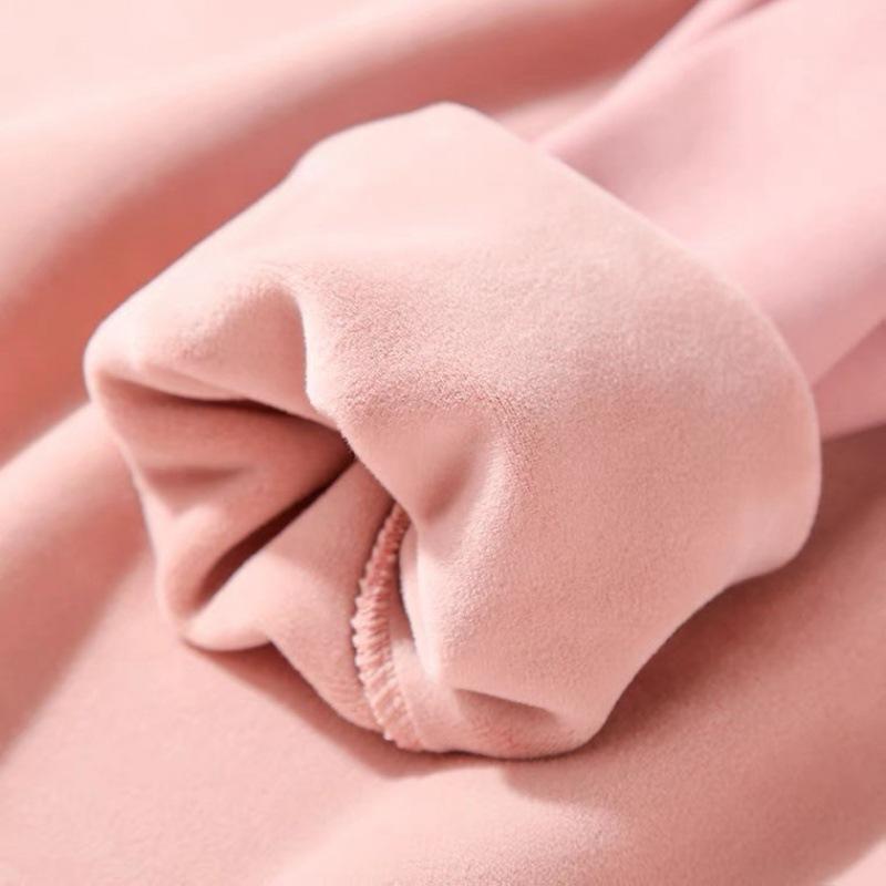 Pure Cotton Plush Thickened Sweatshirt Thin Plush Heavyweight Solid Round Neck Sweater Autumn Winter Warm Sweater