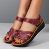 Genuine Leather Sandals for Women 40-60 Years - Non-Slip Soft Sole Summer Comfort Footwear for Mature Ladies