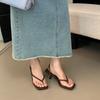 Fashion Fashion Square Toe Women Heeled Sandals Shoes Female Flip Flops Spring Summer Buckle Ladies Medium Heels Sandals Shoes Pumps