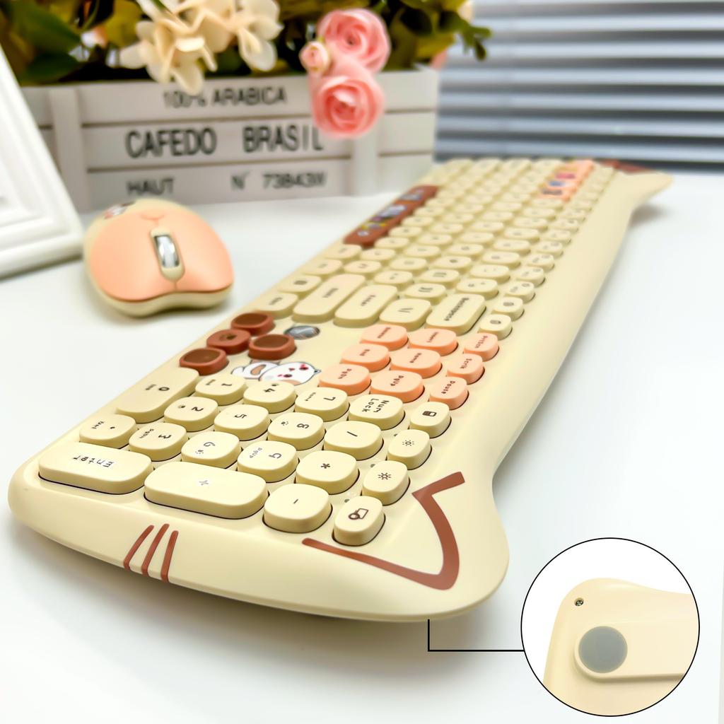 Ensemble clavier et souris sans fil 2,4 GHz, Clavier de bureau attrayant avec un quotient de beauté élevé