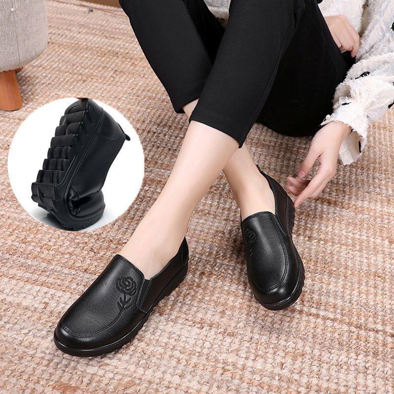 Spring Shoes - Single Shoes with Soft Soles, Women's Leather Shoes, Flat Bottom, Anti-slip Shoes
