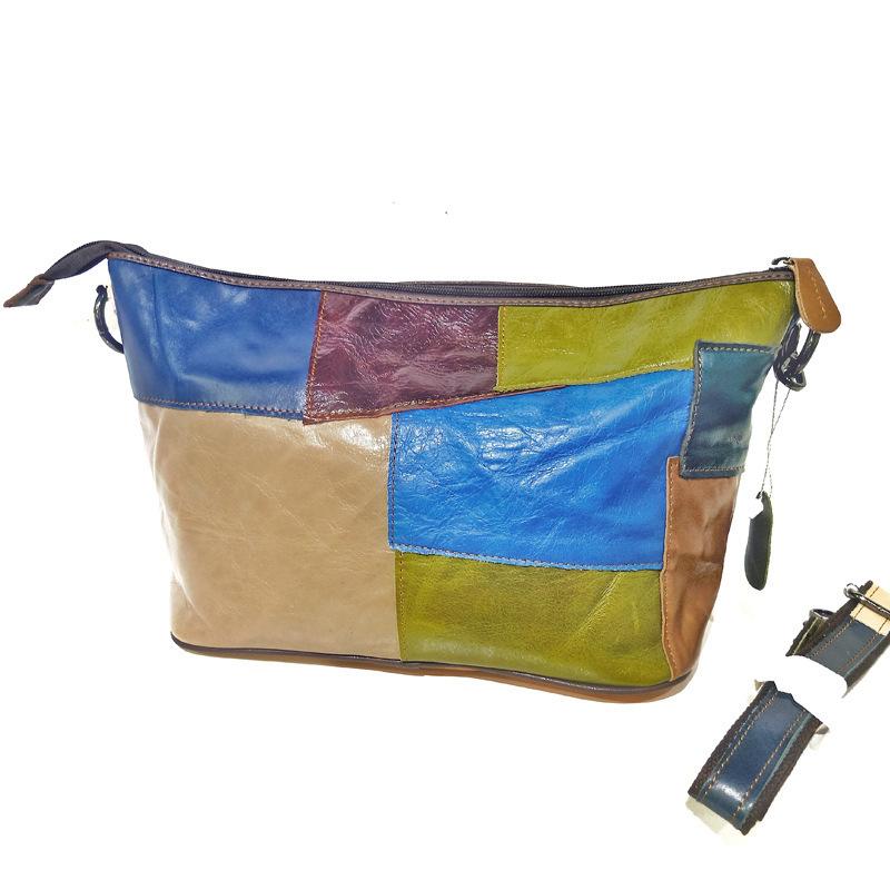 Bag Women'S Sheepskin Handbag Color Matching Retro Style Single Shoulder Oblique Span Bag Women'S Bag