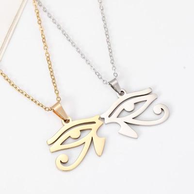 Collana con Ciondolo Occhio di Horus Faraone Egizio Antico in Acciaio Titanio Anti-Sbiadimento.