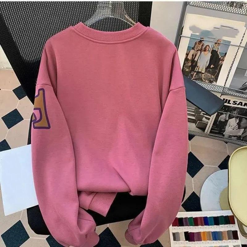 Sweatshirt for Women Cotton Oversize Fleece Thickened Loose Round Neck Casual Pullover Long Sleeve Winter Sweatshirt Top