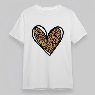 Women's Plus Size Comfy Classic T-Shirt  Leopard Print Heart Animal Pattern Tee