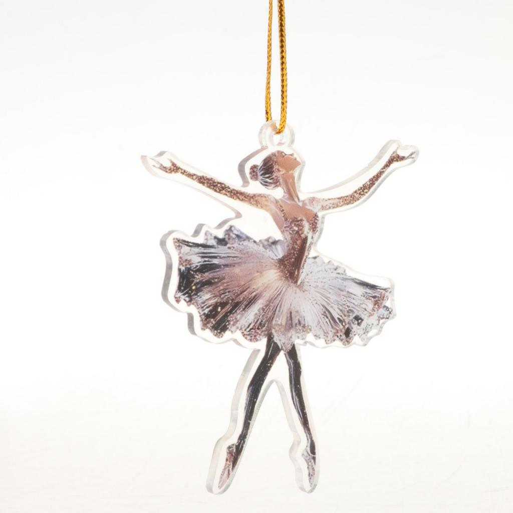 Christmas Tree Hanging Ornament Xmas Decor 2D Glittering Ballerina Transparent