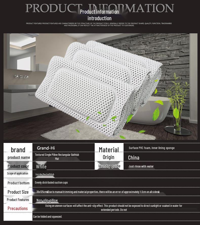 2020 PVC Foam Bath Pillow Mat - Large, Comfortable, Non-Slip Bathtub Cushion