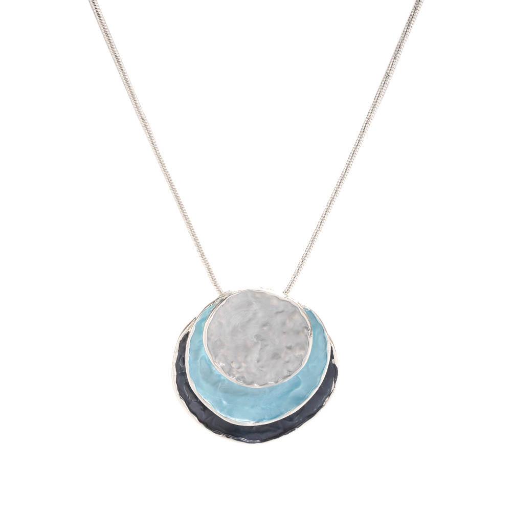 Bohemian Geometric Round Necklace: Multicolor Layered Enamel Zinc Alloy Sweater Chain