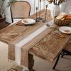 Yun Cotton-Linen Patchwork Table Runner with Two-Color Tassels - Natural Material, American Country Festival Style
