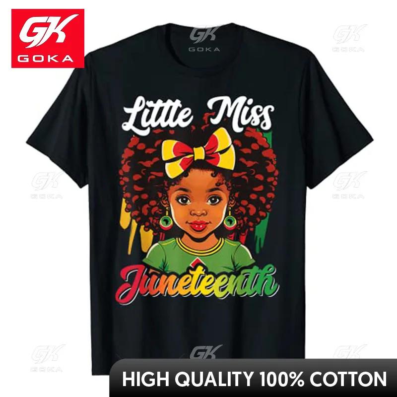 Kids Little Miss Juneteenth Shirt Girl Toddler Black History TShirt African American Freedom Independence Graphic Tee Tops S