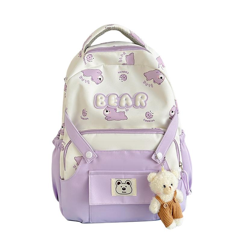 Schoolbag Junior High School Student Backpack Female Japanese Cute Bear Campus Large Capacity School Bag Girl Versatile Casual Backpack